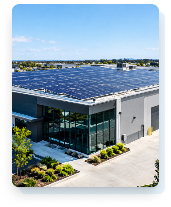 Commercial solar panel installation on a business rooftop